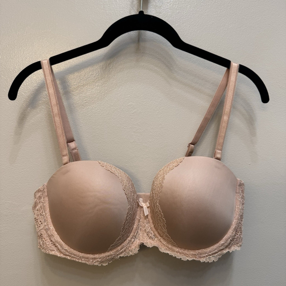 Victoria Secret Dream Angels Strapless Bra Lace Women 36D Beige Underwired - Picture 1 of 8